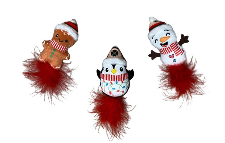 Happy Xmas Toy Set with Feather & Catnip · Catoikos Cat Toys